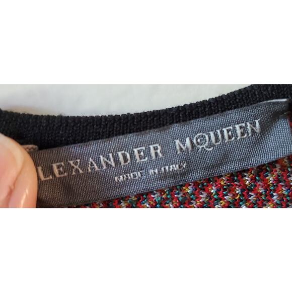 ALEXANDER MCQUEEN Puffed Short-Sleeve Placement Jacquard Sheath Dress Size S - Picture 2 of 13